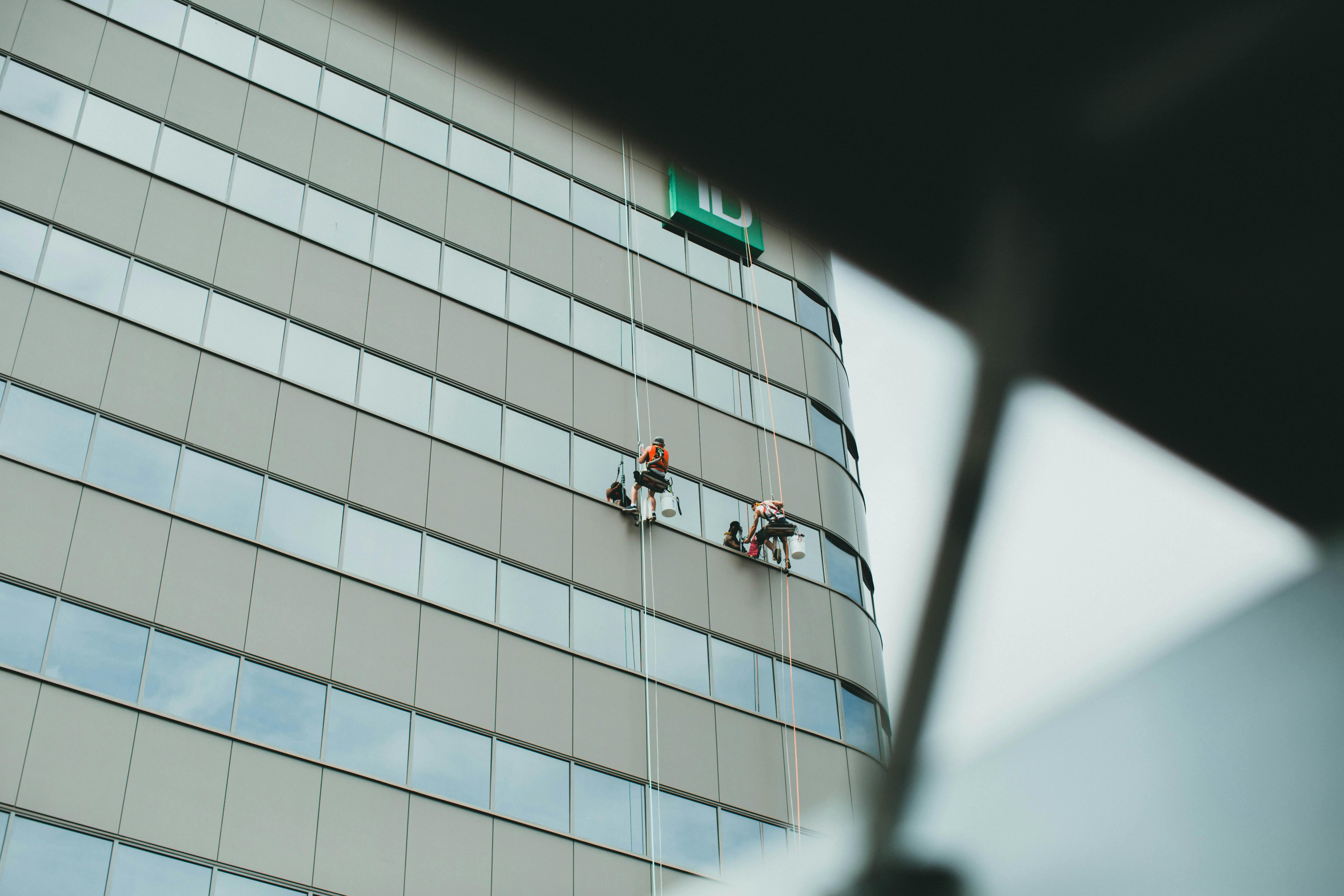 Exterior cleaning on a building facade